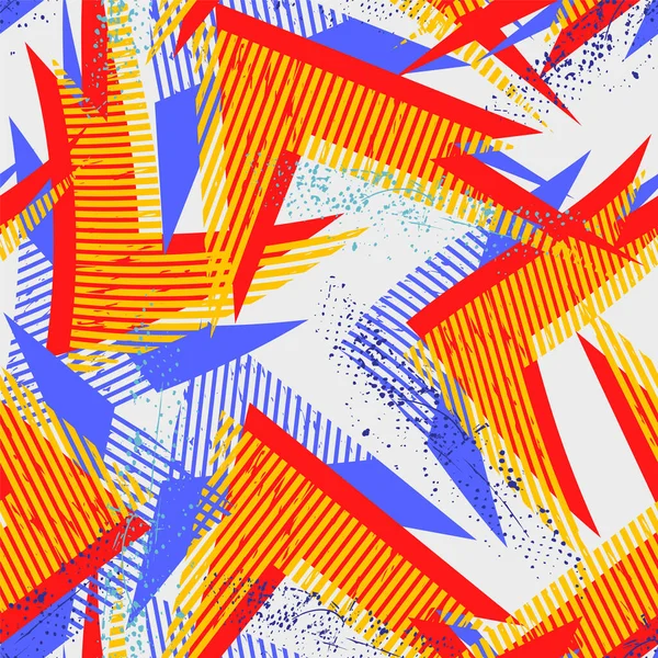Seamless Abstract Urban Pattern Grunge Spots Curved Elements — Διανυσματικό Αρχείο