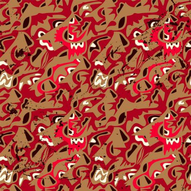 Seamless abstract urban pattern with curved geometry elemets and grunge circles