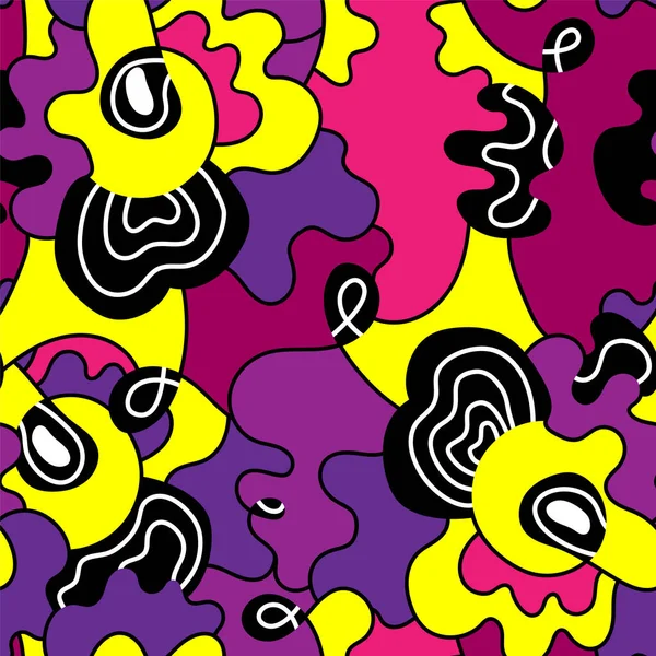 Seamless Abstract Unusual Artwork Colorful Hand Drawn Psychedelic Patterns — Vector de stock