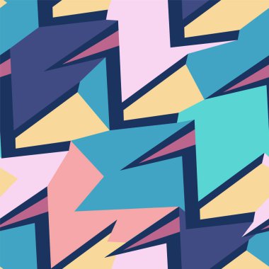 Urban colorful sport pattern with curved geometry shapes