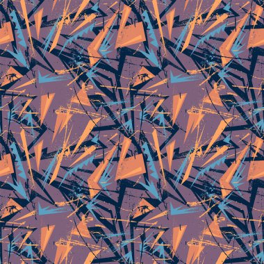 Kavisli geometri desenli ve grunge noktalı soyut kentsel desen