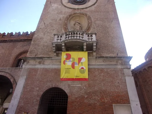 Mantua Italy Poster Entrance Palazzo Della Ragione Offering Exhibition Dedicated — 图库照片