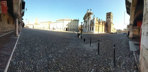 Piazza Sordello Main Medieval Period Square Historic Center City Mantua — Stock Photo, Image