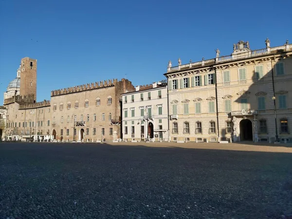 Piazza Sordello Main Medieval Period Square Historic Center City Mantua — Stock Photo, Image