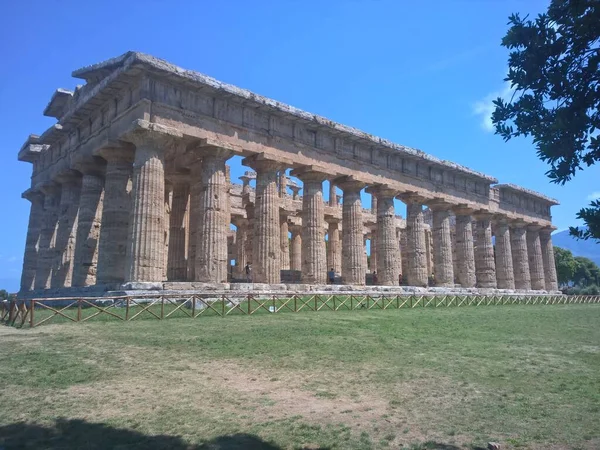 Chrám Neptun Paestu Starověké Řecké Město Pak Římské Jižní Itálii — Stock fotografie