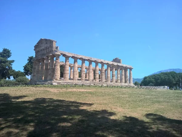 Świątynia Hery Paestum Greckie Rzymskie Miasto Południowych Włoszech — Zdjęcie stockowe