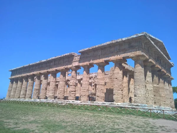 Paestum Daki Neptün Tapınağı Antik Yunan Şehri Sonra Güney Talya — Stok fotoğraf