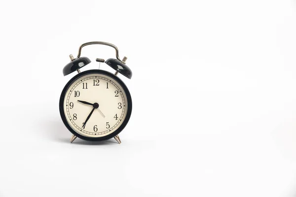 Negro Vintage Reloj Despertador Aislado Sobre Fondo Blanco Concepto Tiempo Fotos De Stock Sin Royalties Gratis