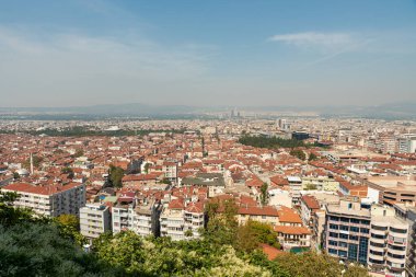 Bursa, Türkiye 17 Eylül 2022: Tophane 'den Bursa şehri panoraması. Yüksek kalite fotoğraf