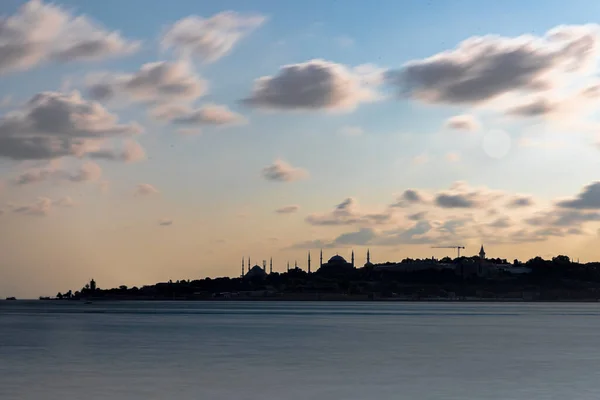 Torre Das Donzelas Lado Asiático Istambul Durante Pôr Sol Técnica — Fotografia de Stock