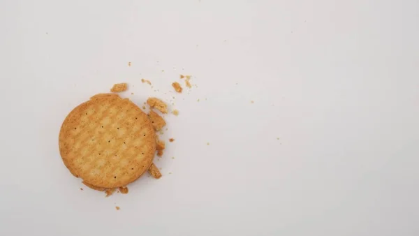 Stack Whole Wheat Biscuits Filled Peanut Butter Isolated White Background — Stock Photo, Image