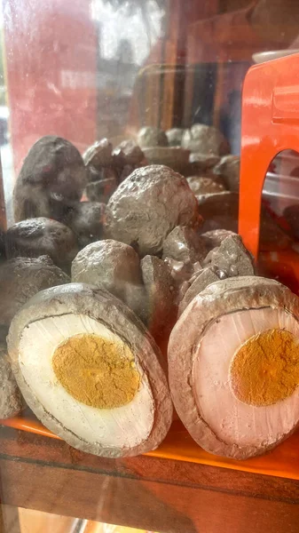 Replica Egg Meatballs Street Food Vendor Display — Stock Photo, Image