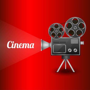sinema eğlence kavramı poster düzeni şablonu retro kamera projektör vektör çizim ile