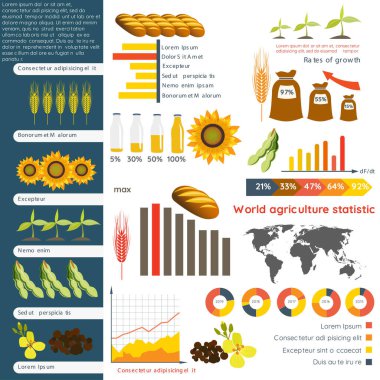tarım tarım organik gıda tesisi buğday, ayçiçeği çizelge ve grafik illüstrasyon vektör白い背景と碑文「welkom」、分離した、図はラスターとグリーン カーペットに閉じられていないドア