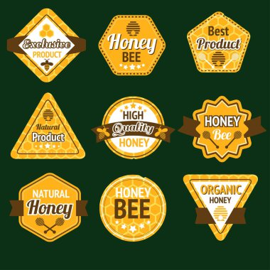 Tatlım iyi kaliteli organik ürünler etiketleri kümesi izole vektör çizim