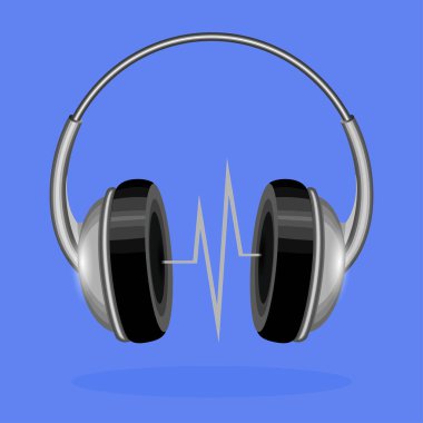 soyut soundwave beyaz arka plan üzerinde poster vektör illüstrasyon izole kulaklık