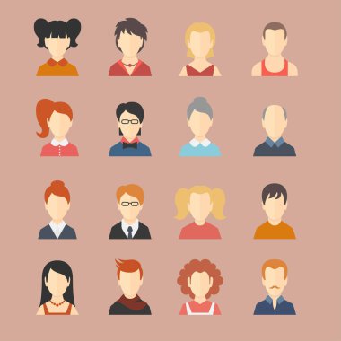 avatar son moda saç tasarım simgeler koleksiyon izole düz vektör çizim dekoratif sosyal medya iş blog kullanıcıları profil