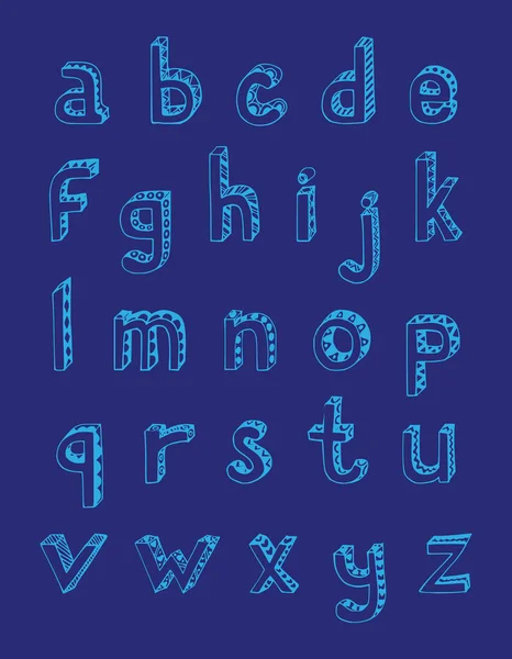 Croquis Dessiné Main Alphabet Petites Lettres Minuscules Illustration Vectorielle Isolée — Image vectorielle