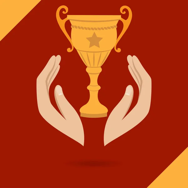 eller korumak trophy Kupası liderlik kavramı vektör çizim