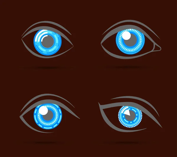 Декоративный Кибер Робот Цифровой Взгляд Оптические Глаза Набор Изолированных Векторных — стоковый вектор