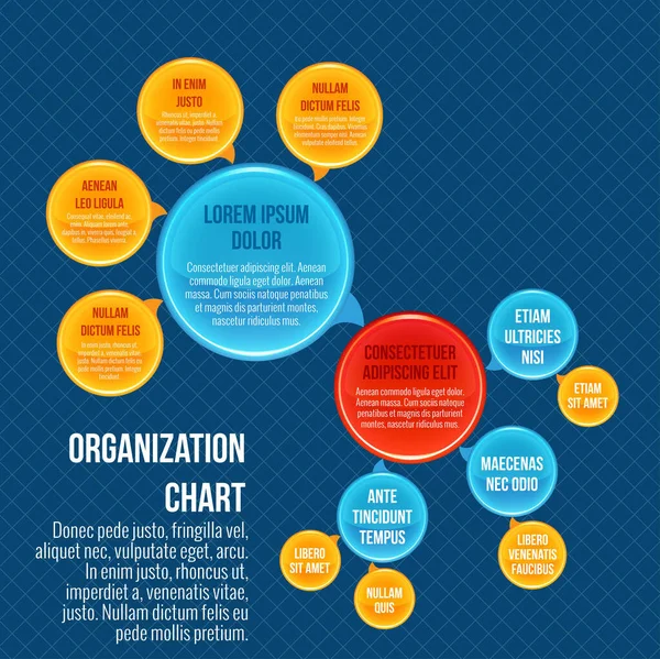Kuruluş şeması Infographic iş kabarcıklar daire iş yapısı vektör çizim