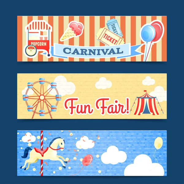 retro Vintage karnaval eğlence Fuarı dikey Bannerlar vektör illüstrasyon izole