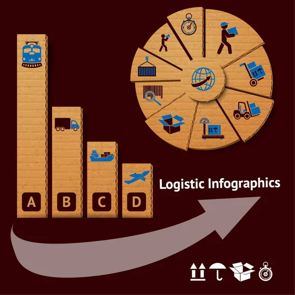 Elementos Infografía Cartón Servicio Transporte Logístico Para Gráficos Ilustraciones Vectoriales — Vector de stock