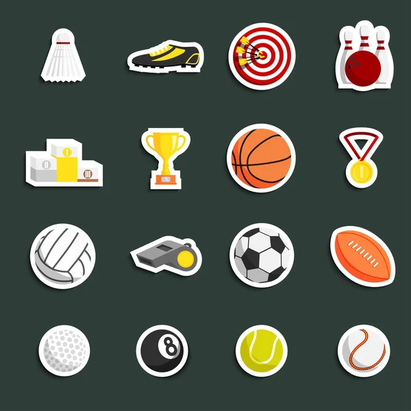 Spor Futbol baseball basketbol ve tenis topları izole vektör çizim çıkartmaları kümesi
