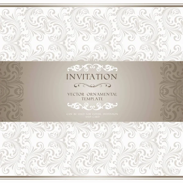 Light Beige Ornamental Pattern Invitation Card Album Cover Template Vector — Stock Vector