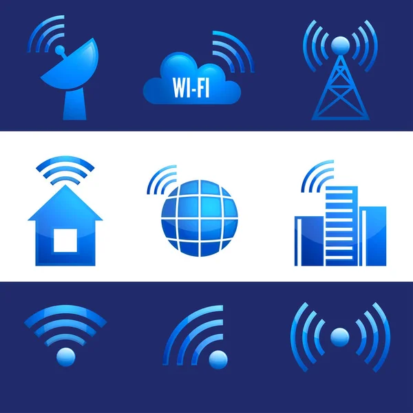 Elektronisches Gerät Drahtlose Internetverbindung Wifi Symbole Glänzende Symbole Oder Aufkleber Stockillustration