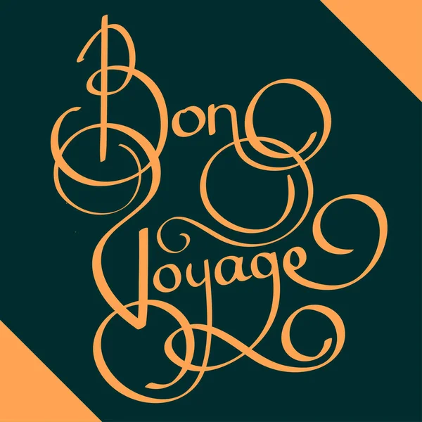 Kalligraphie Bon Voyage Vintage Schriftzug Postkarte Vorlage Vektor Illustration Stockillustration
