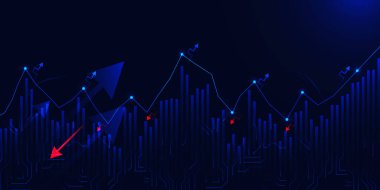 Borsa geçmişi, iş geçmişi ve finansal analizler, finansal geçmiş, teknoloji, vektör, illüstrasyon