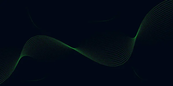 Grüne Fließende Partikel Abstraktes Hintergrunddesign Dunkler Hintergrund Mit Grünen Fließenden — Stockvektor