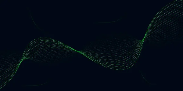 Diseño Fondo Abstracto Partículas Flujo Verde Fondo Oscuro Con Uso — Archivo Imágenes Vectoriales