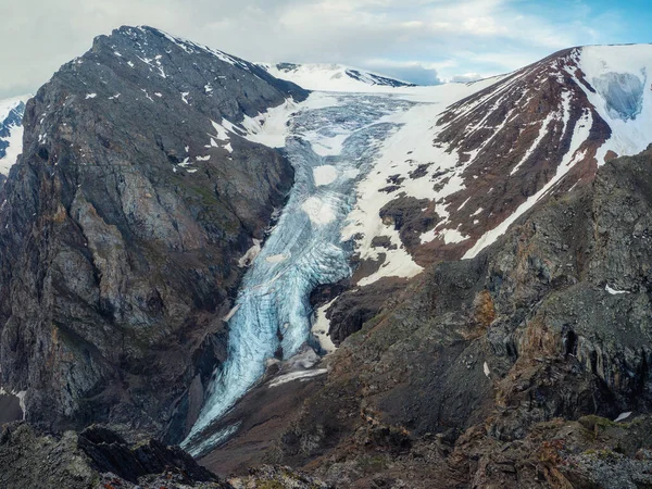 Inaccesible Gran Glaciar Gran Montaña Nevada Paisaje Escénico Las Tierras — Foto de Stock