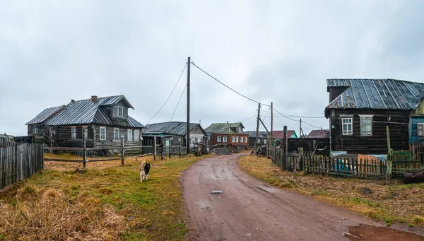 Landsbygdsvägen Liten Autentisk Vid Vita Havskusten Kashkarantsy Fiskekollektivgård Kolahalvön Ryssland — Stockfoto