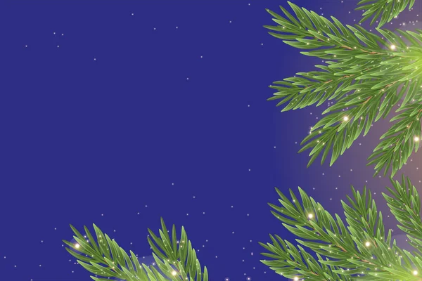 Рождественская Синяя Рамка Праздничными Украшениями Копировальное Пространство Рождественский Фон Еловыми — стоковое фото