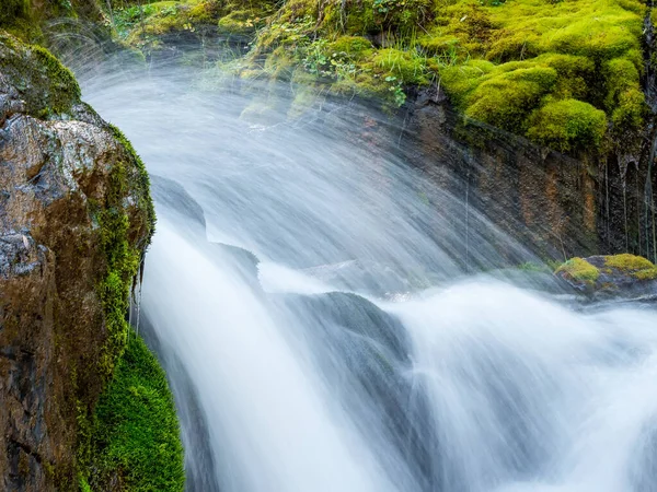 Selective Focus Waterfall Close Water Splashes Wildlife Concept Atmospheric Minimal — Stock Photo, Image