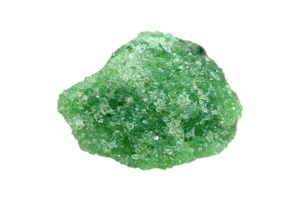 Closeup Natural Rough Green Zoisite Saualpite Gemstone White Background Εικόνα Αρχείου