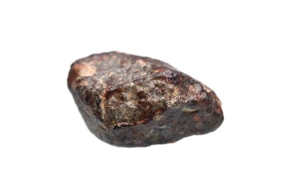 Chondrite Meteoryt Podtyp Białym Tle Pokazać Niektóre Metalowe Płatki Powierzchni — Zdjęcie stockowe