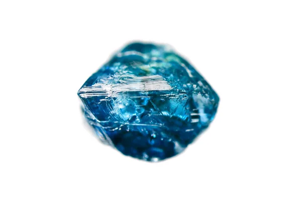 Rare Rough Uncut Blue Diamond Crystal White Background — Fotografia de Stock