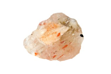 Natural rough uncut sunstone gem on white background