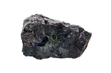 Closeup beautiful coal with metallic color on white background