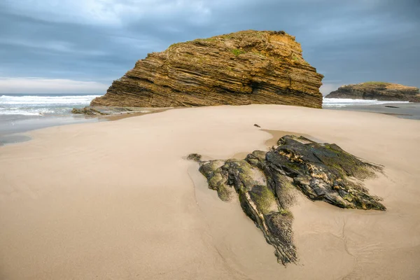 Jurské Břidlice Plážích Pobřeží Ribadeo Galicii — Stock fotografie