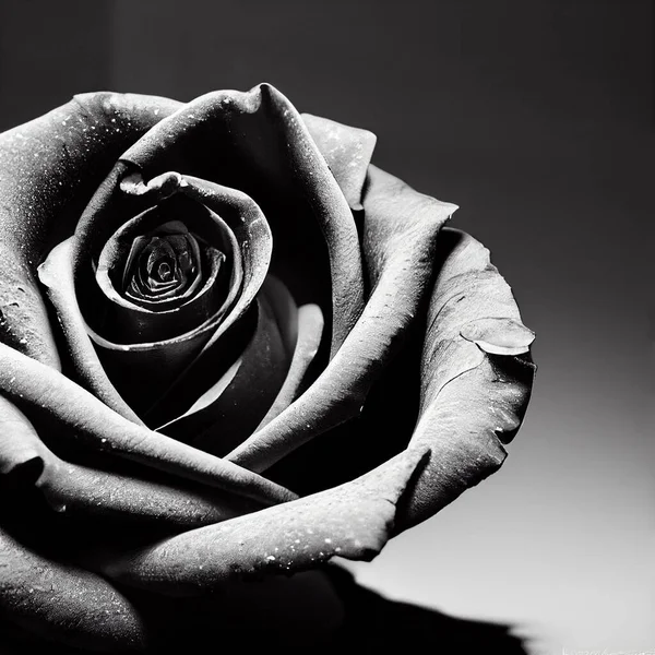 Une Belle Rose Noir Blanc Concept Mort Concept Amour — Photo