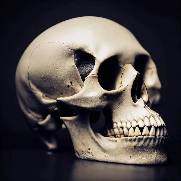 Human Skull Side View Black Background — Stock Photo, Image