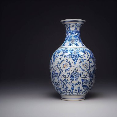 Antik Çin vazosunun 3D çizimi.