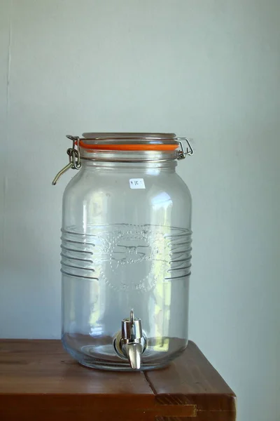 empty glass jar on wooden background