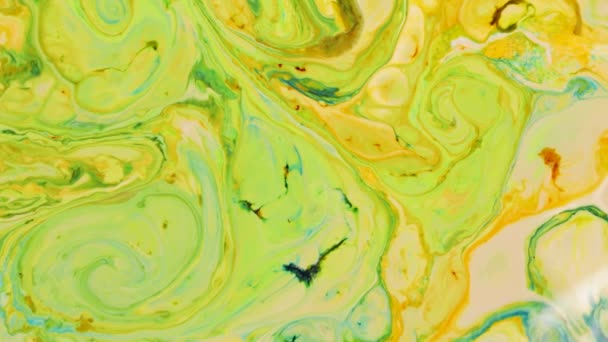 Grön Vätskekonst Abstrakt Bakgrund Med Psykedelisk Målning Färgglada Levande Färger — Stockvideo