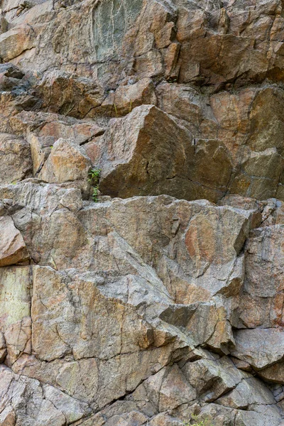 Destruction Rock Mountain Explosion Cracks Granite Rock Due Human Activity — Stock Photo, Image